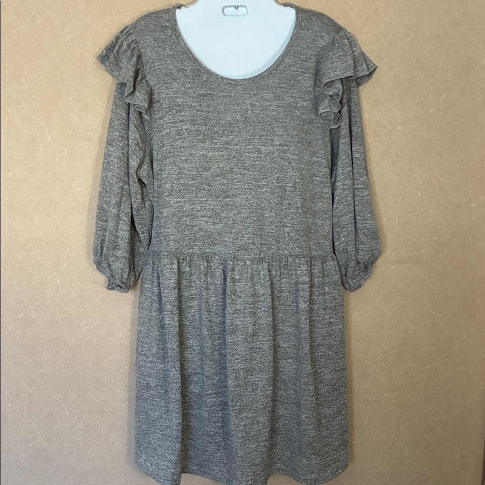 Yours Clothing Heather Gray Long Sleeve Dress